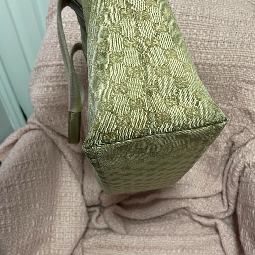 Authentic Gucci Monogram Web Large Tote Bronze Lu… - image 7